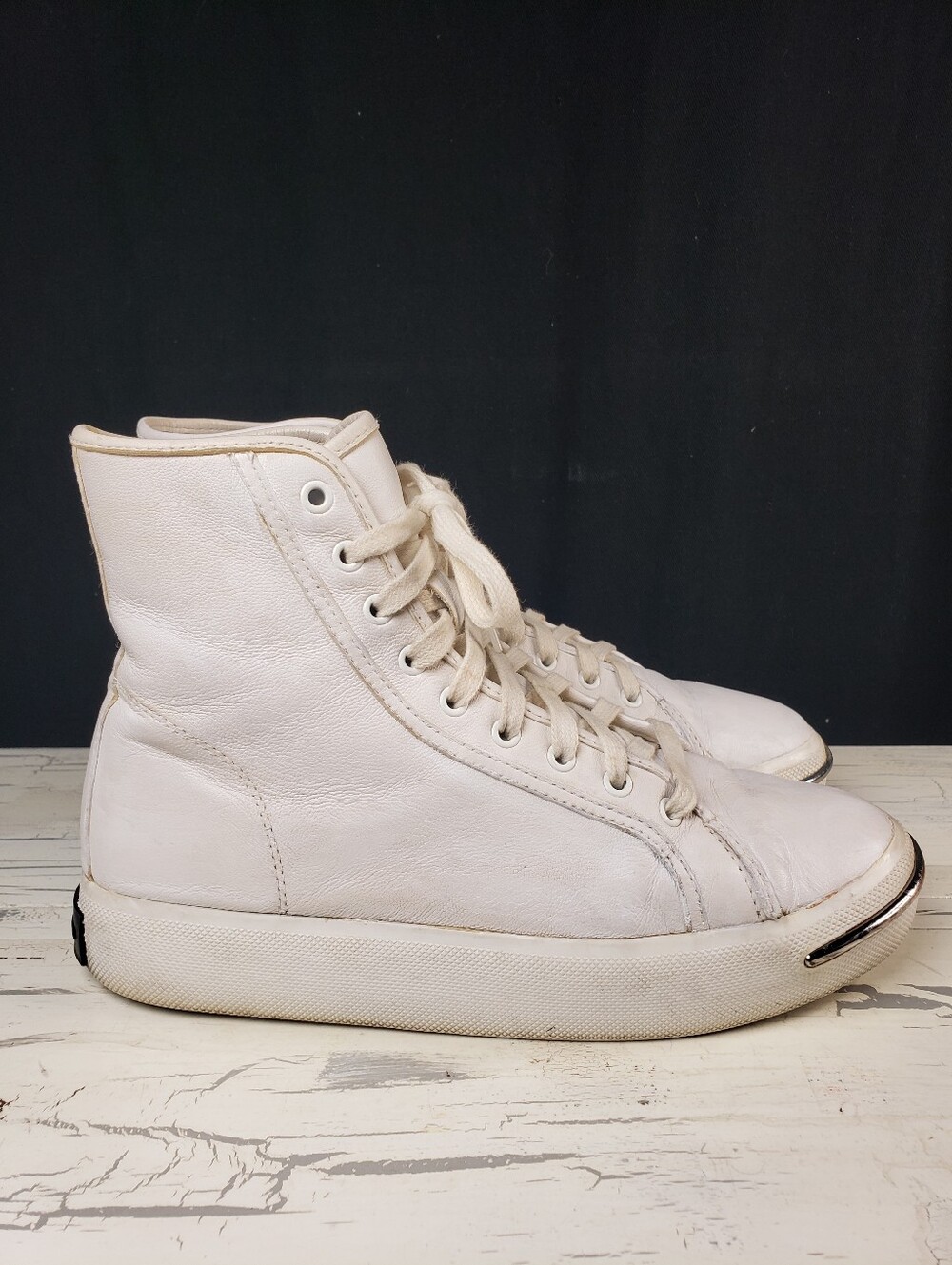 Alexander Wang 'Pia' Lambskin Hi-Top Sneakers in White - Women's 8.5 - 9 US